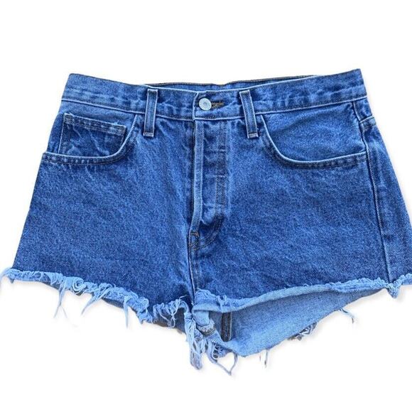 John Galt California Women Shorts Button Fly Frayed Distressed Blue Denim Size M - Picture 7 of 8